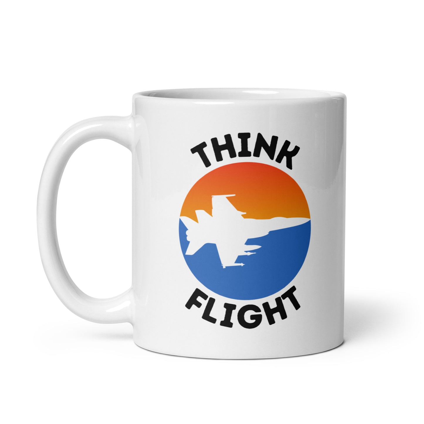 Think Flight Jet White glossy mug