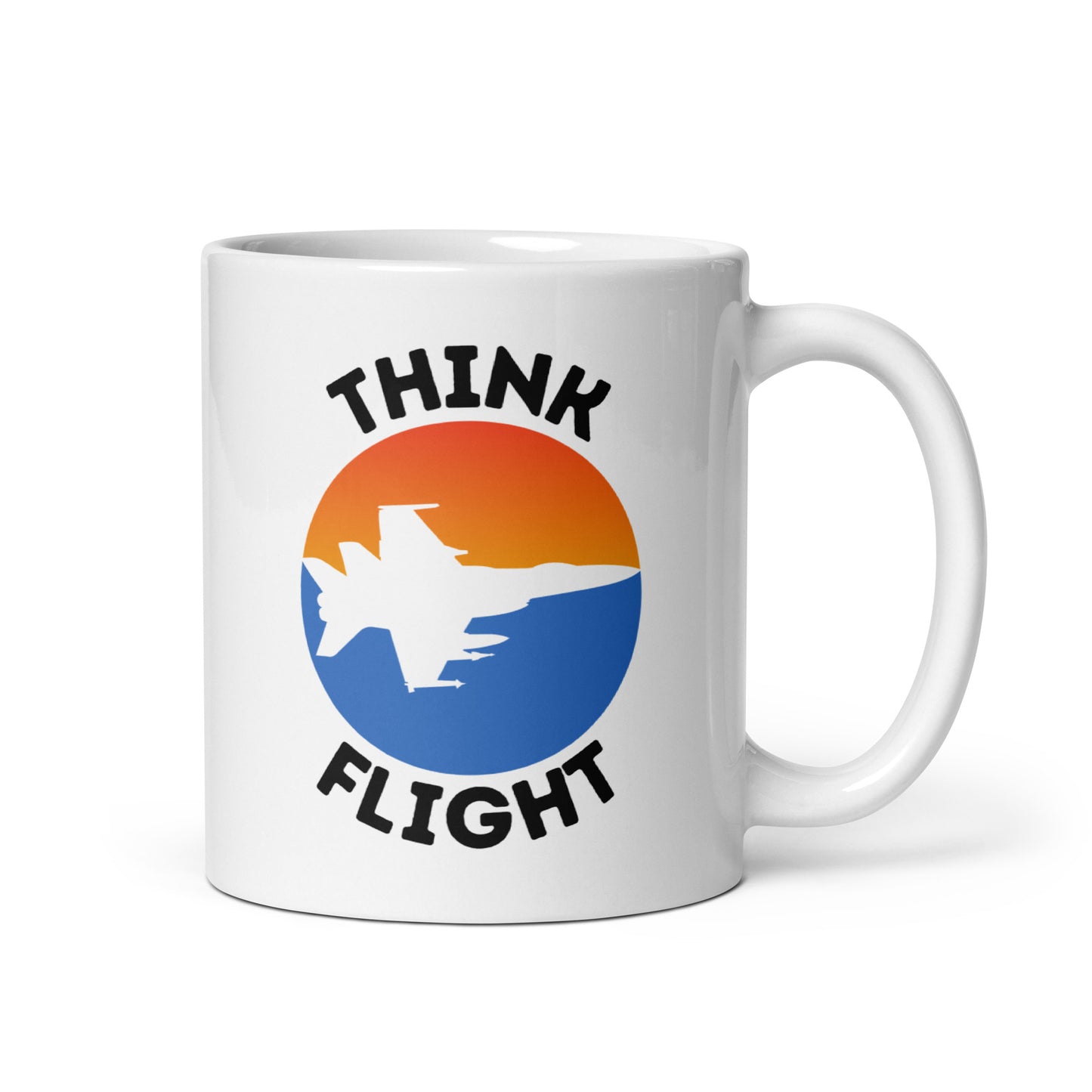 Think Flight Jet White glossy mug