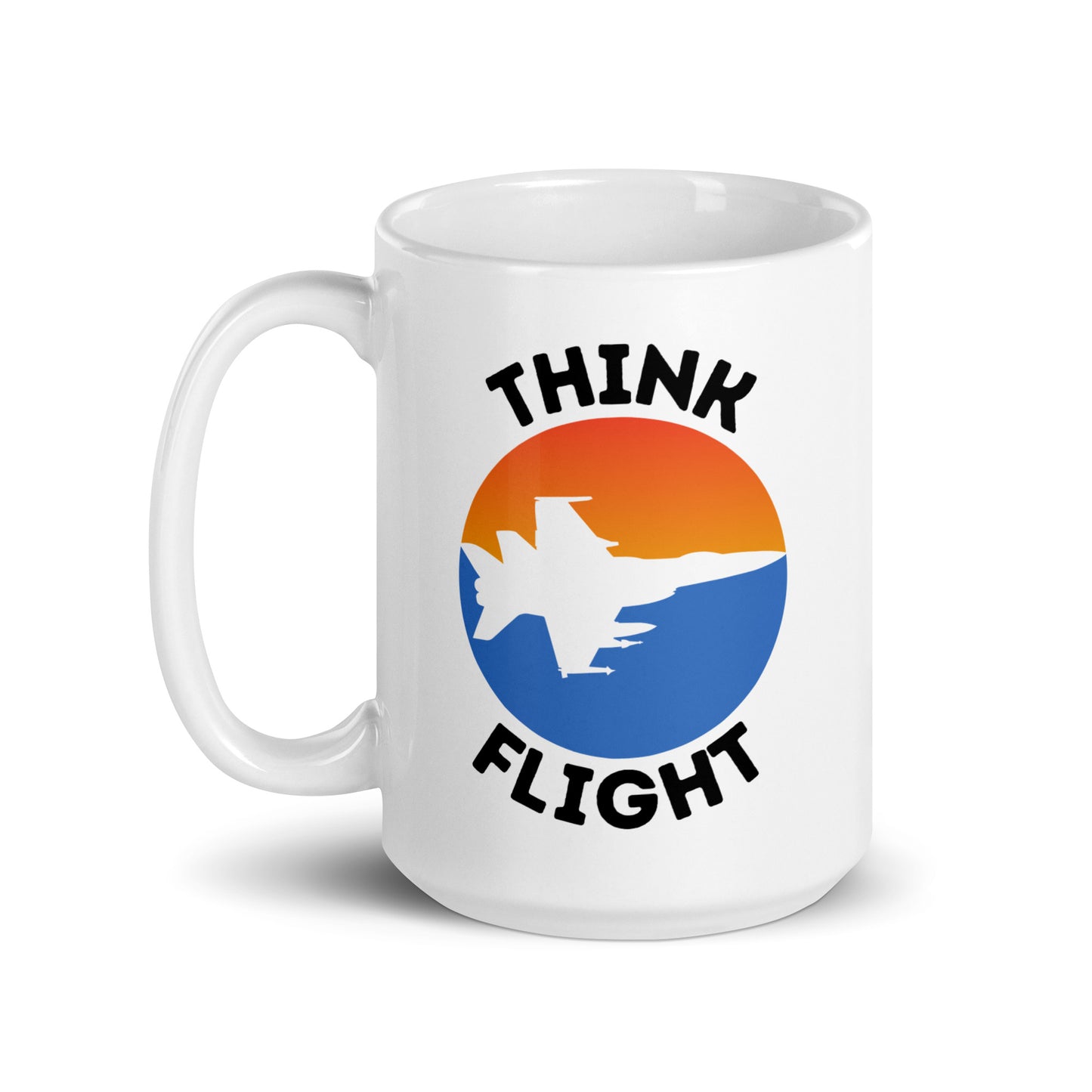 Think Flight Jet White glossy mug
