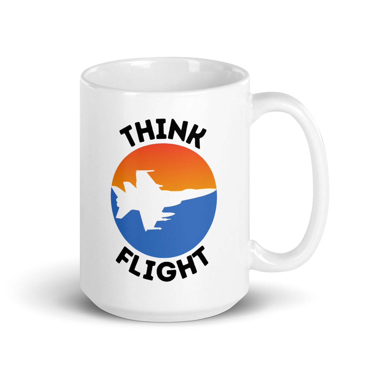 Think Flight Jet White glossy mug