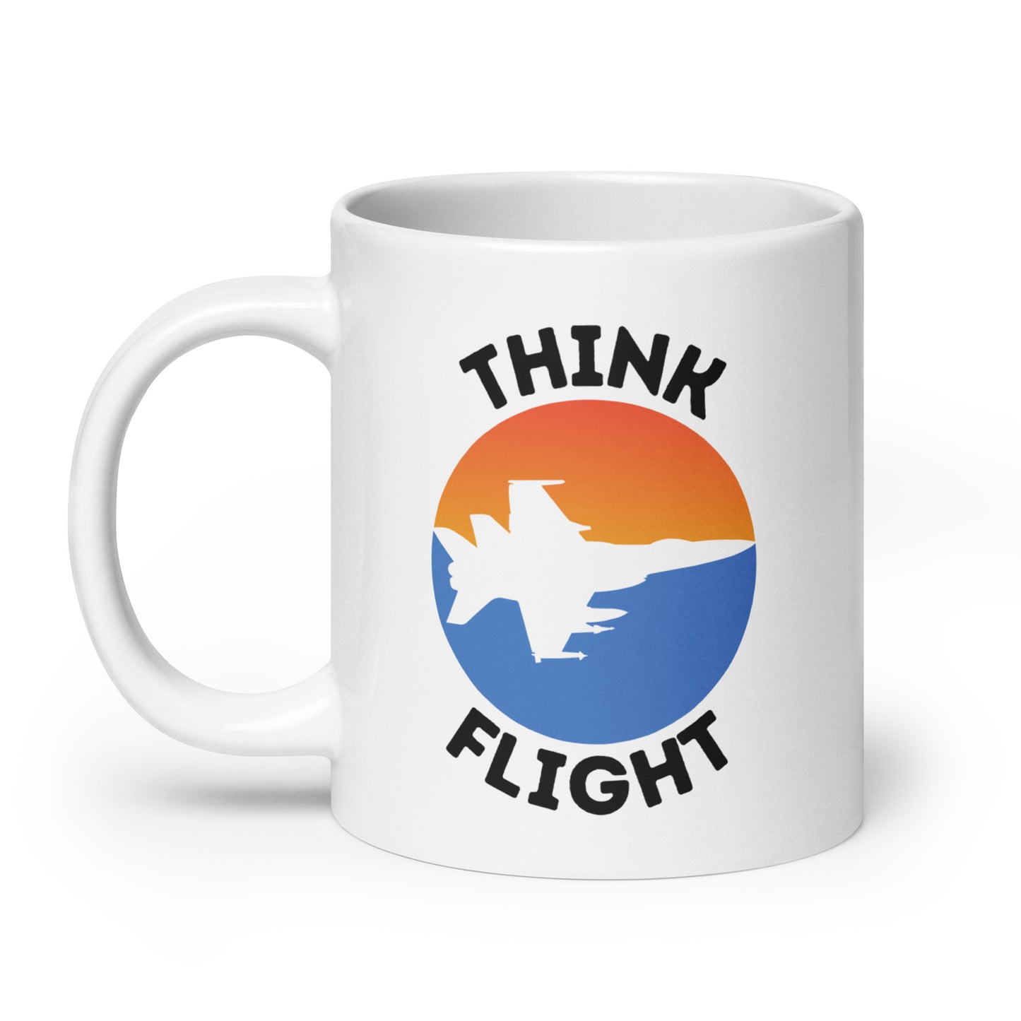 Think Flight Jet White glossy mug
